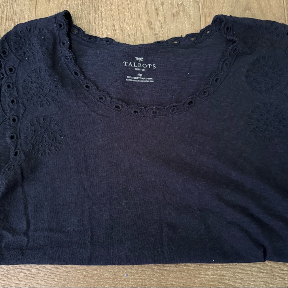 Talbots Navy Eyelet Women's Top